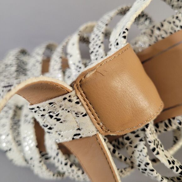 Vionic Sami Caged Sandals Snake Print Open Toe Block Heel Black White Size 10 - Picture 14 of 15